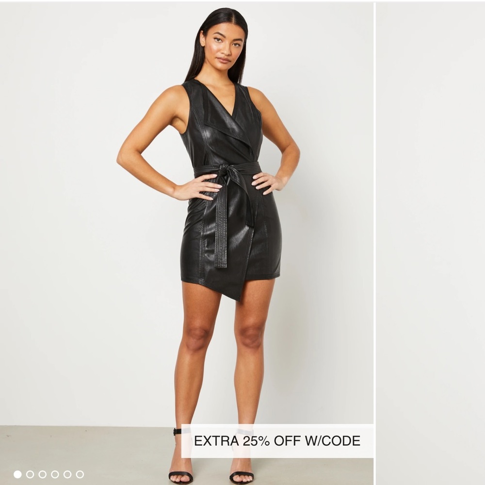 BCBGMAXAZRIA DULCE FAUX LEATHER MINI
DRESS